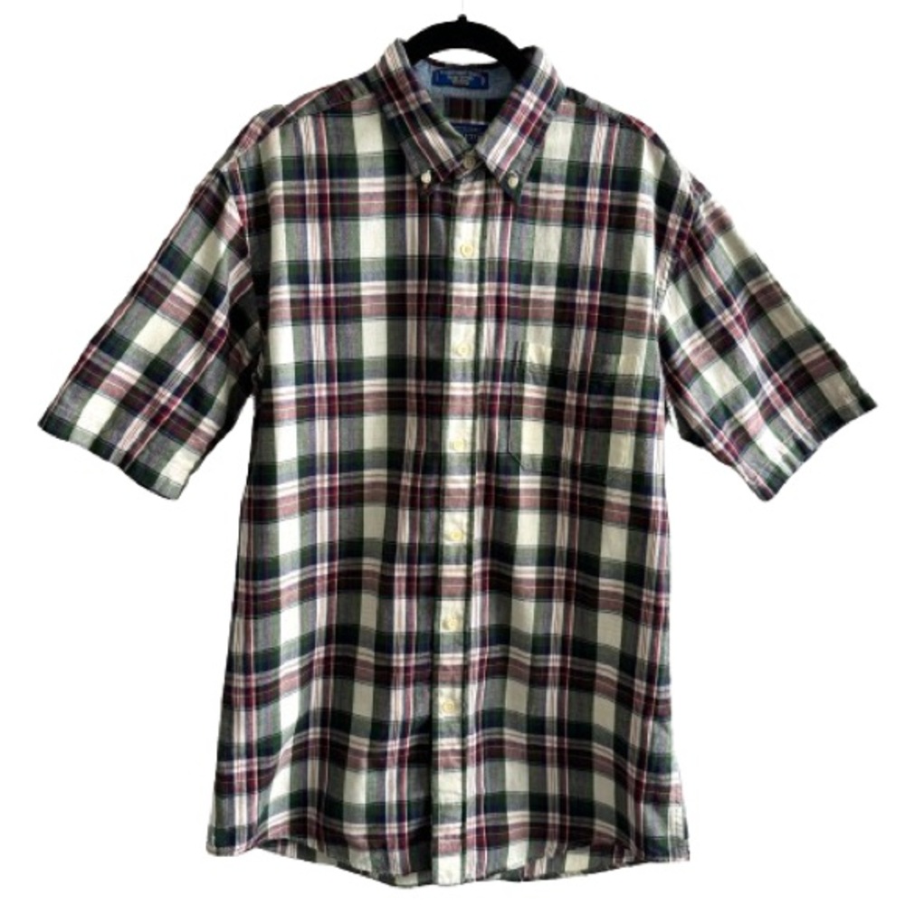 Pendleton Seaside Short Sleeve Shirt Fitted Madras Plaid Cotton Woven in India